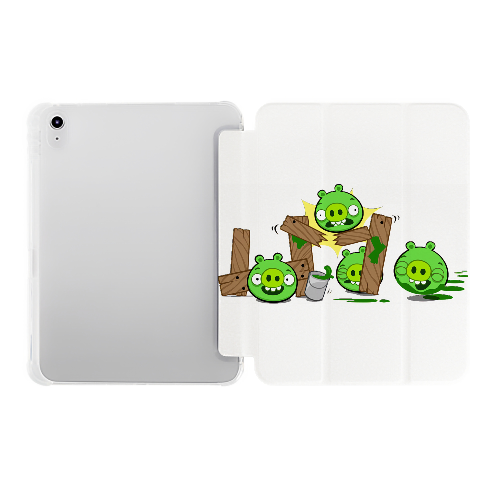 （画像用） Angry Birds アングリーバード IPad ケース ペン収納付き 三つ折りスタンド PUレザー×シリコン 対応機種9.5/10.5/10.9インチ